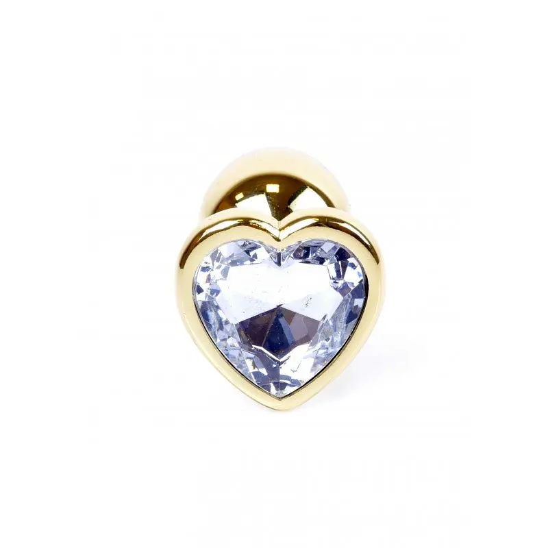 Анальна пробка з кристалом B-Series Jewellery Gold Heart Plug Clear, 7х2,7 см, прозорий - фото 2