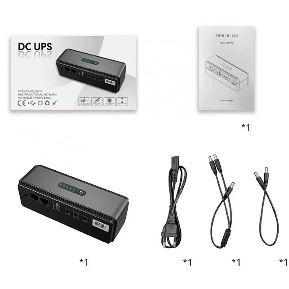 ИБП UPS для роутера, терминала DC1018P 12V/ 9V/ 5V 10400 mAh 18W черный (Дизайн 3, компактный) - фото 6