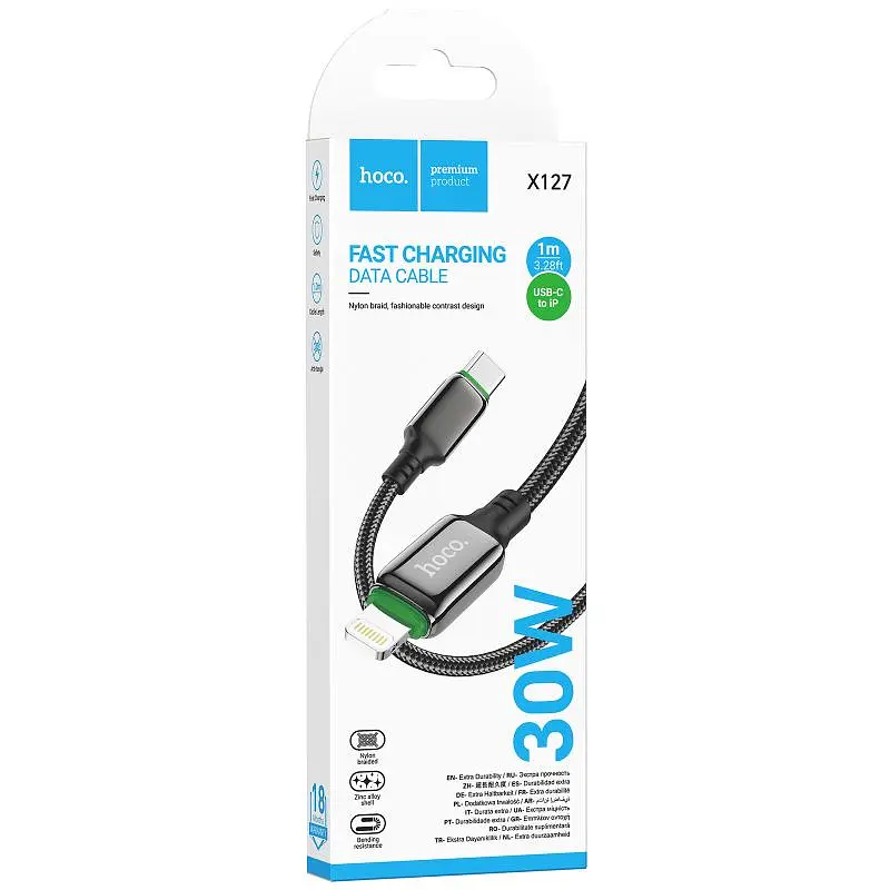 Дата кабель Hoco X127 Exceed Type-C to Lightning PD30W (1m) Black - фото 2