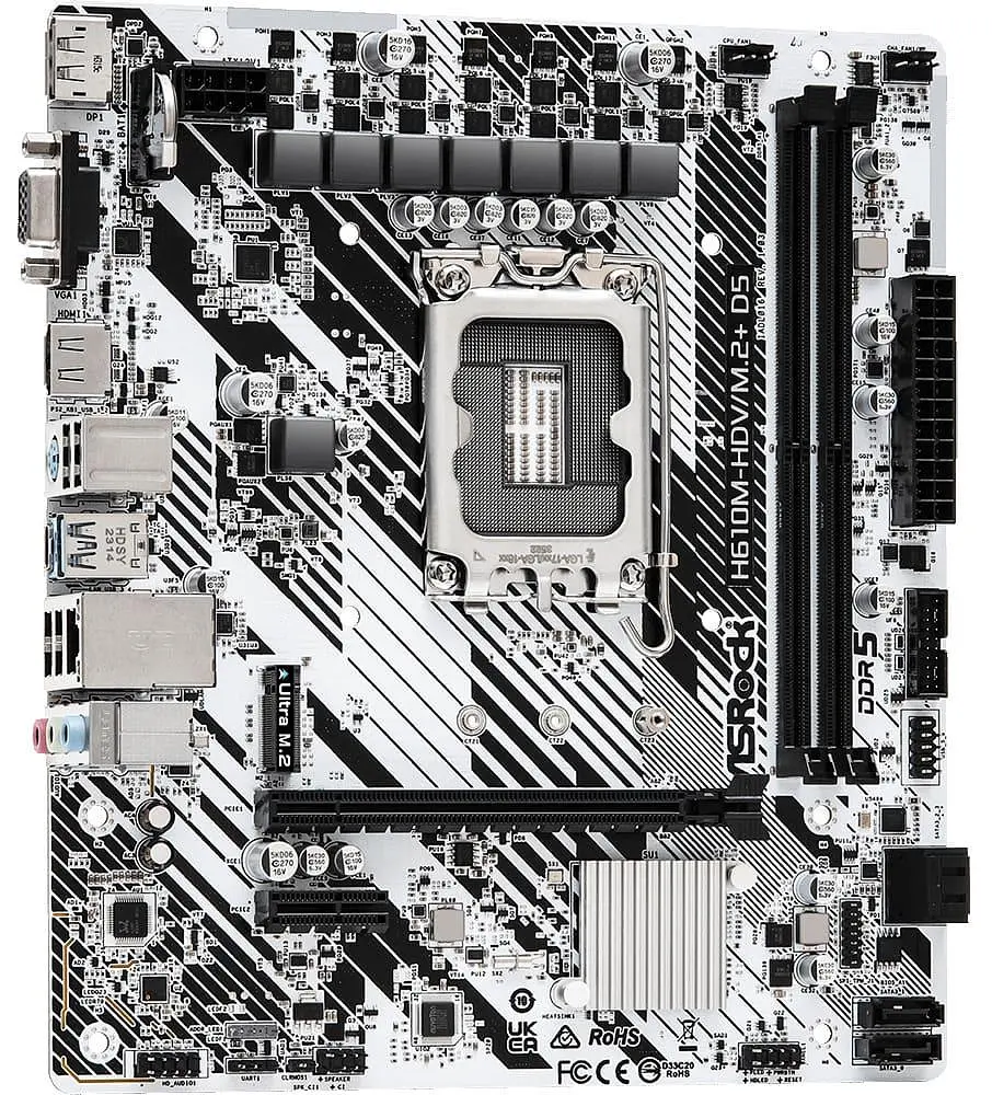 Материнська плата AsRock H610M-HDV/M.2+ D5 (H610M-HDV/M.2+ D5) (Socket 1700, Intel H610, Micro-ATX) - фото 2