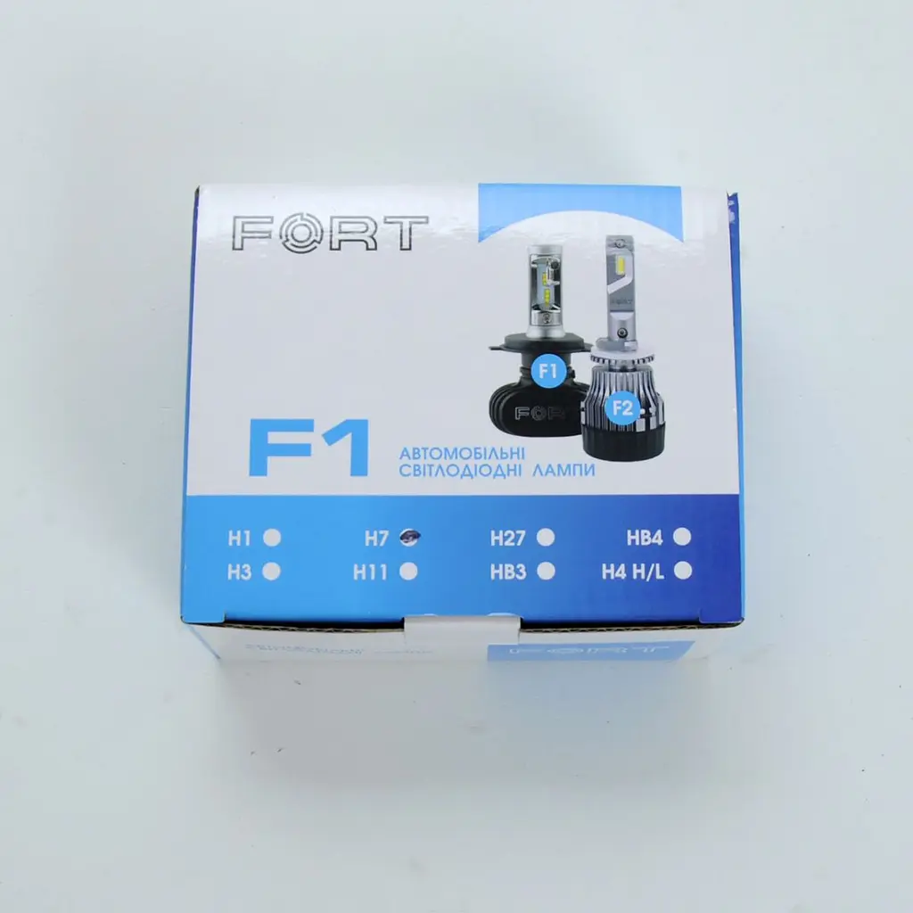LED лампи автомобільні H7 вентилятор 4000Lm FORT F1/CSP/28W/6500K/IP65/9-16V 2шт - фото 2