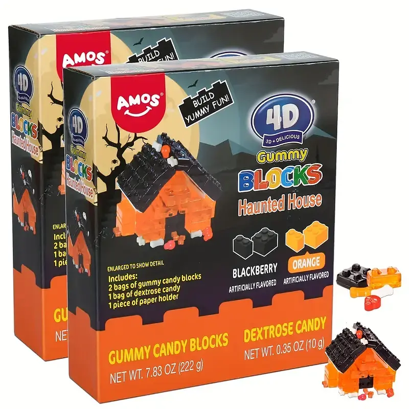 Жувальні цукерки Amos Halloween 4D Gummy Blocks Haunted House 232 г - фото 9