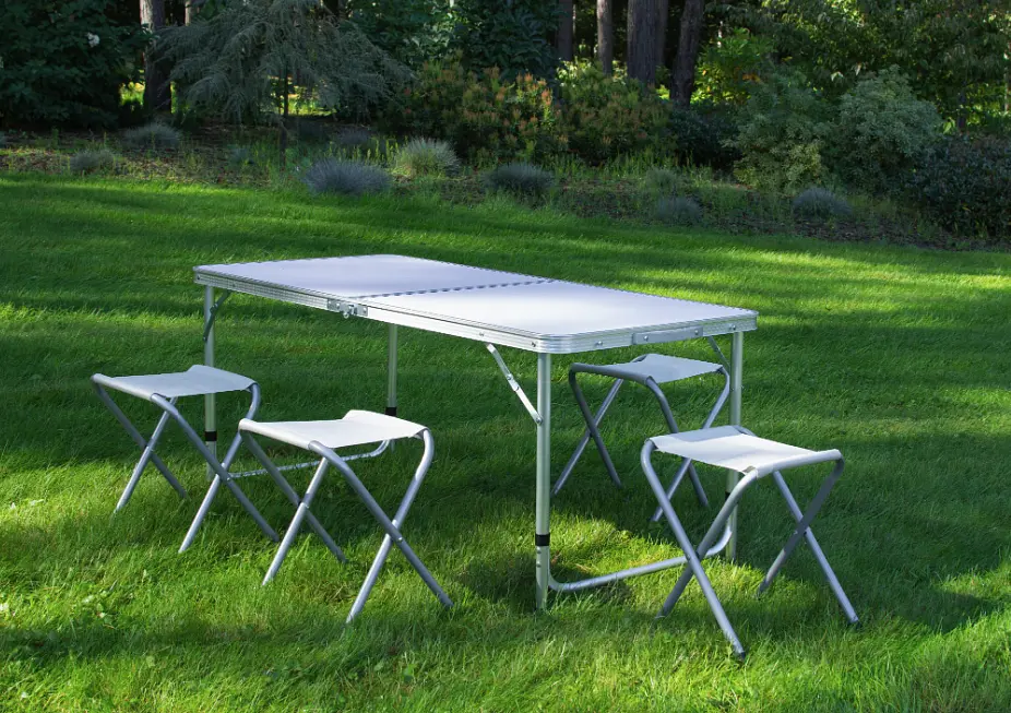 Стол туристический Jumi Economix раскладной с 4 стульями белый - фото 3