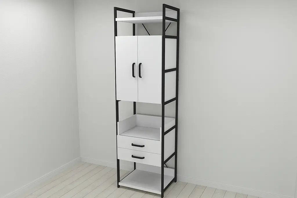 Шафа Гардероб Уні секція 5 серії Конект Ferrum-decor 220x60x50см Чорний метал ДСП Білий 32 мм (FRD-104511) - фото 9