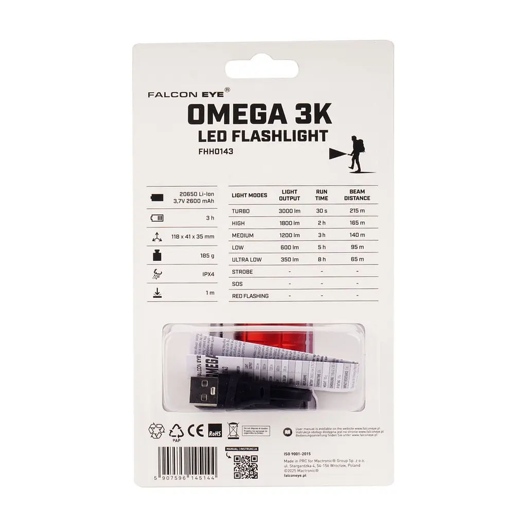 Ліхтар Falcon Eye тактичний Omega 3K (3000 Lm) White/Red LED Magnetic Rechargeable Type-C (FHH0143) (DAS303964) - фото 5