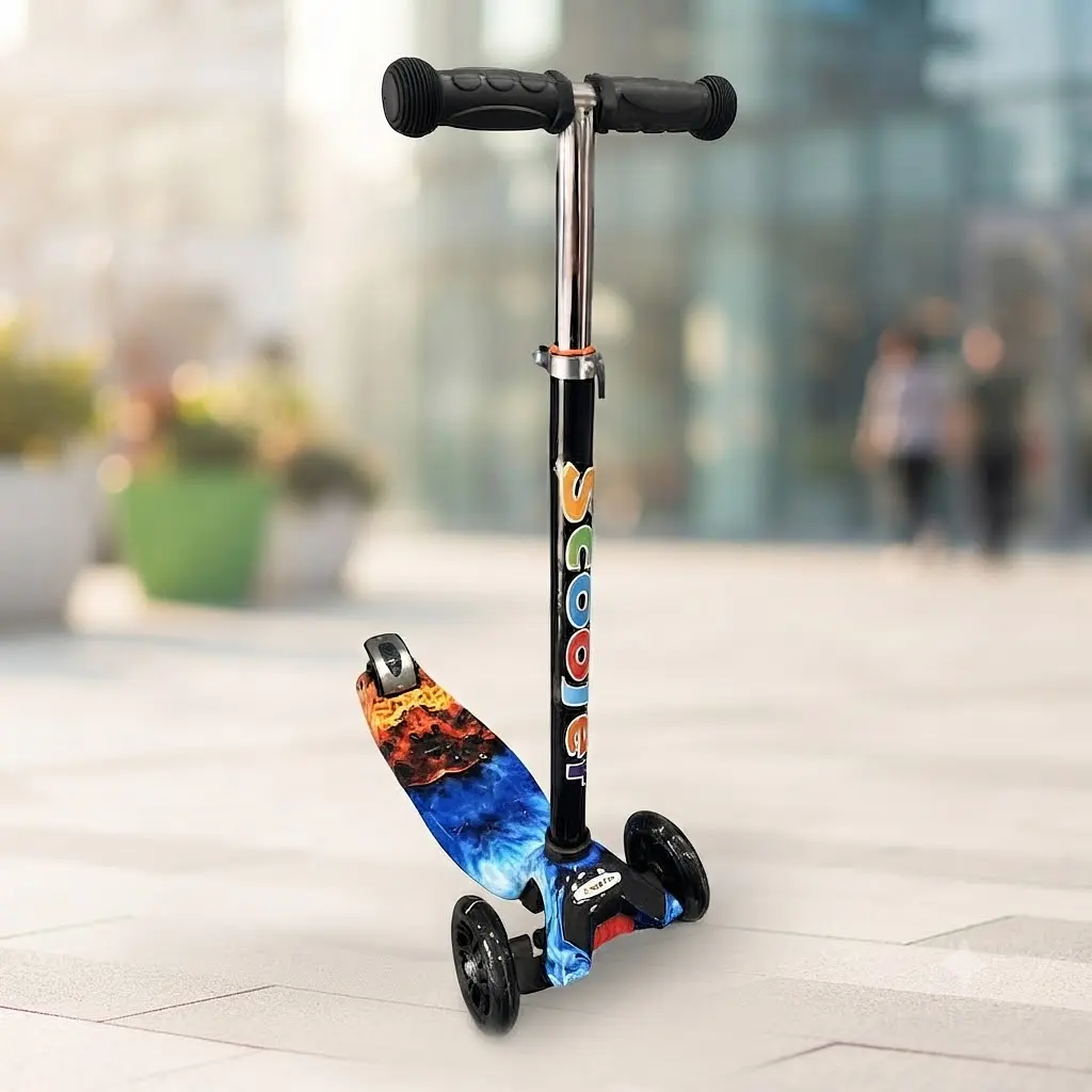 Самокат Scooter з підсвічуванням коліс для дівчинки та хлопчика синій