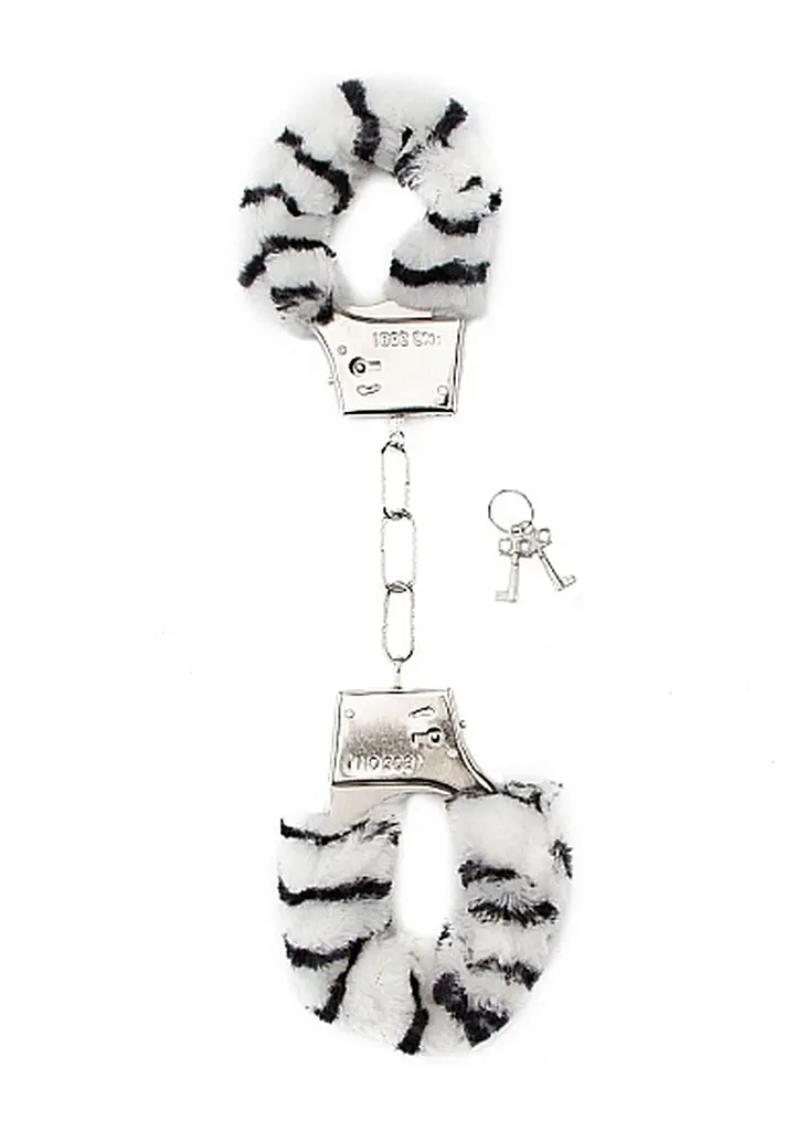 Наручники ShotsToys Handcuffs Furry (білий із чорним)