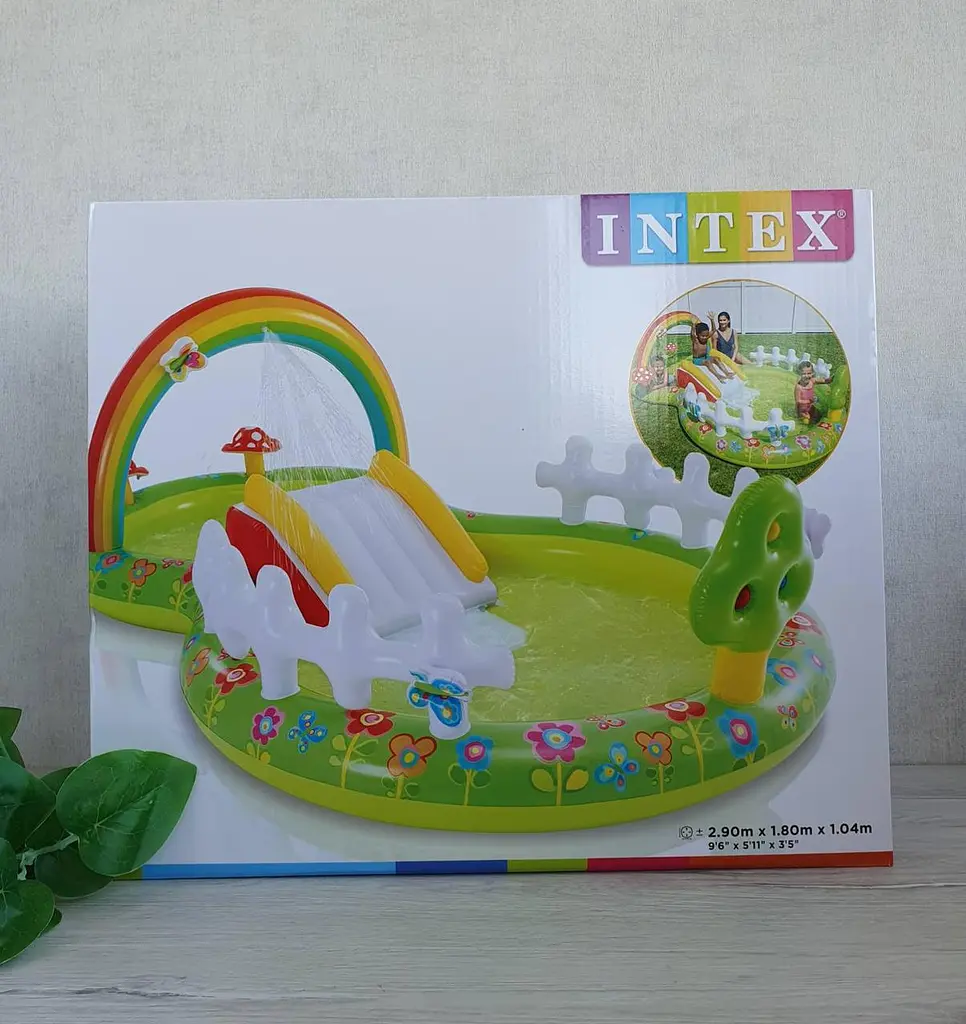 Надувний ігровий центр Intex 57154 «Мій сад», 290 х 180 х 104 см, з надувними іграшками, фонтаном і гіркою - фото 3