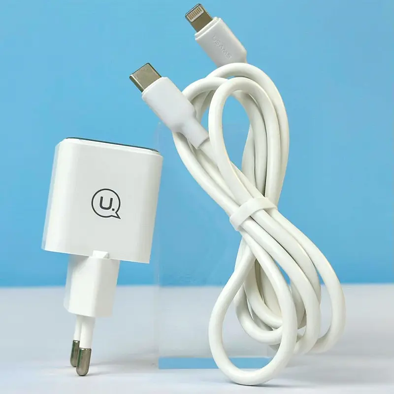 МЗП US-CC186 PD30W (1USB-C) + кабель Type-C to Lightning White Usams teh0029651 - фото 4
