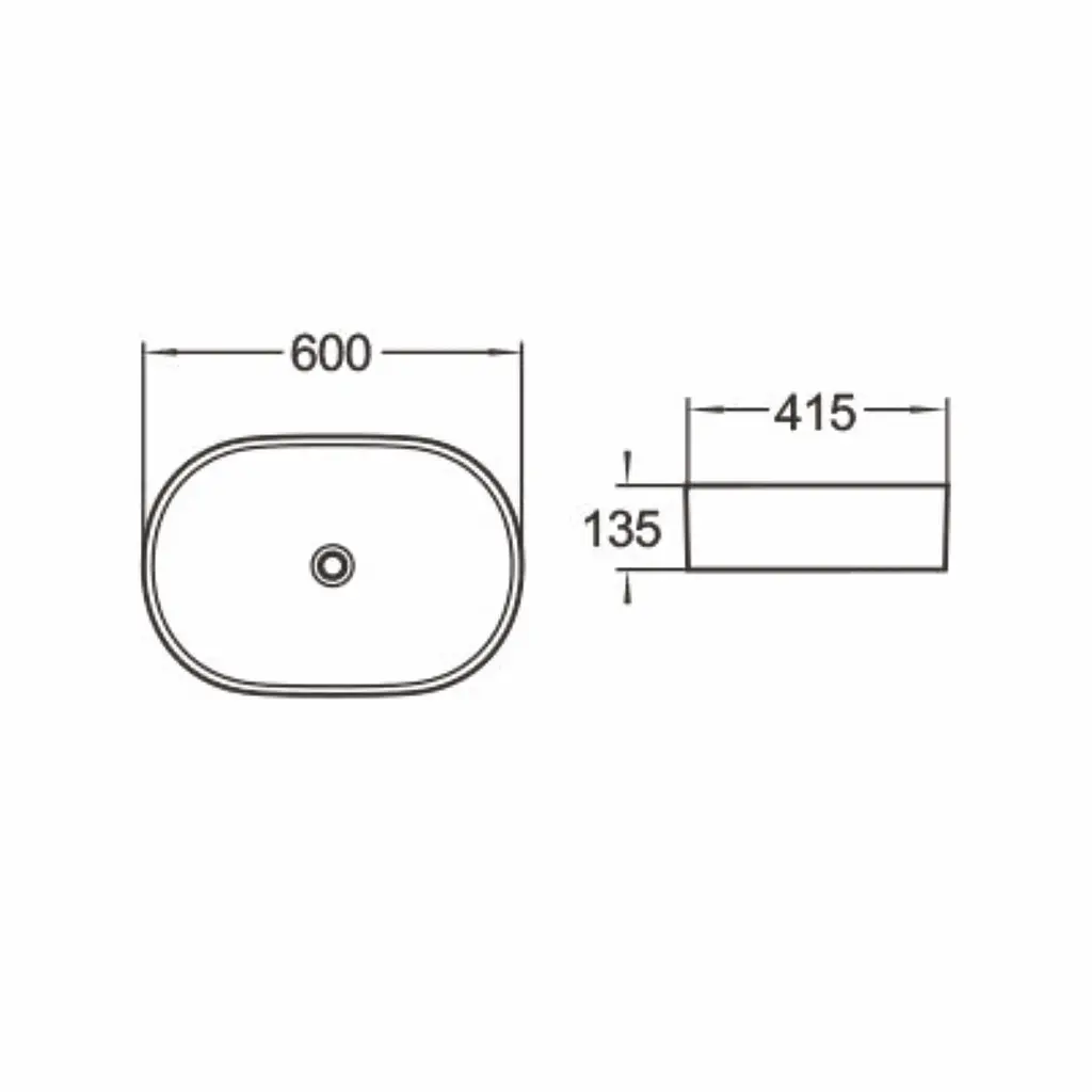 Раковина накладна Volle Vis 60x41,5x13,5 см антрацит/матовий 1301.005010, Чорний матовий - фото 2