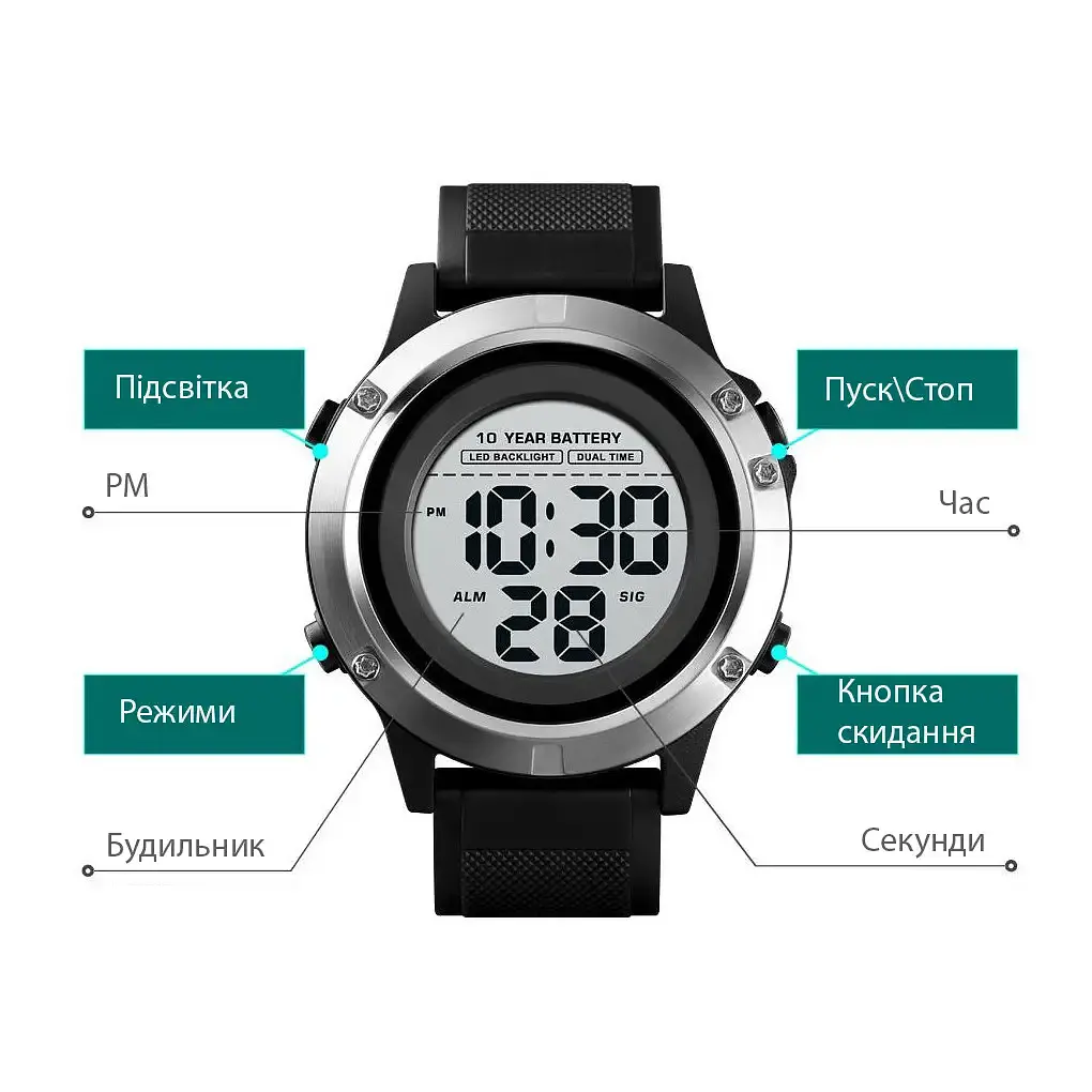 Спортивные наручные часы Skmei 1518 (Черные) - фото 8