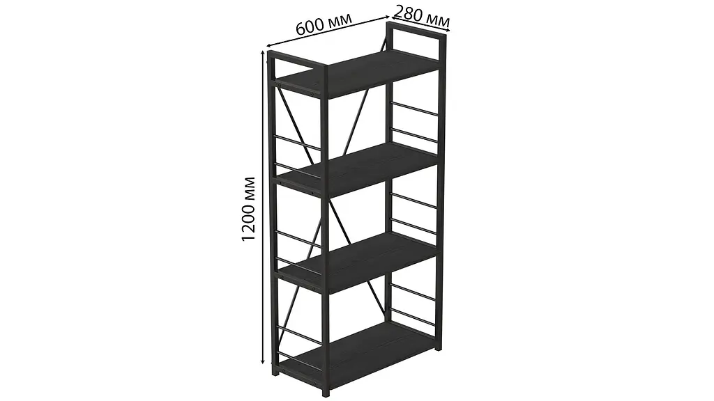 Етажерка 4/60 Серії Коннект 120x60x28 чорний ДСП Сосна Кембра 16мм FRD-104241 - фото 3