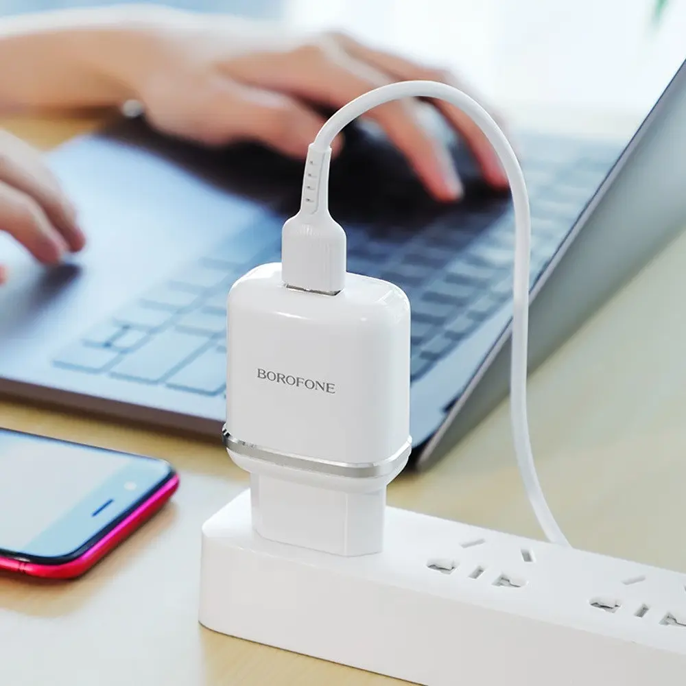 Зарядное устройство для Borofone BA36A USB QC 18W белый + кабель USB to MicroUSB - фото 2