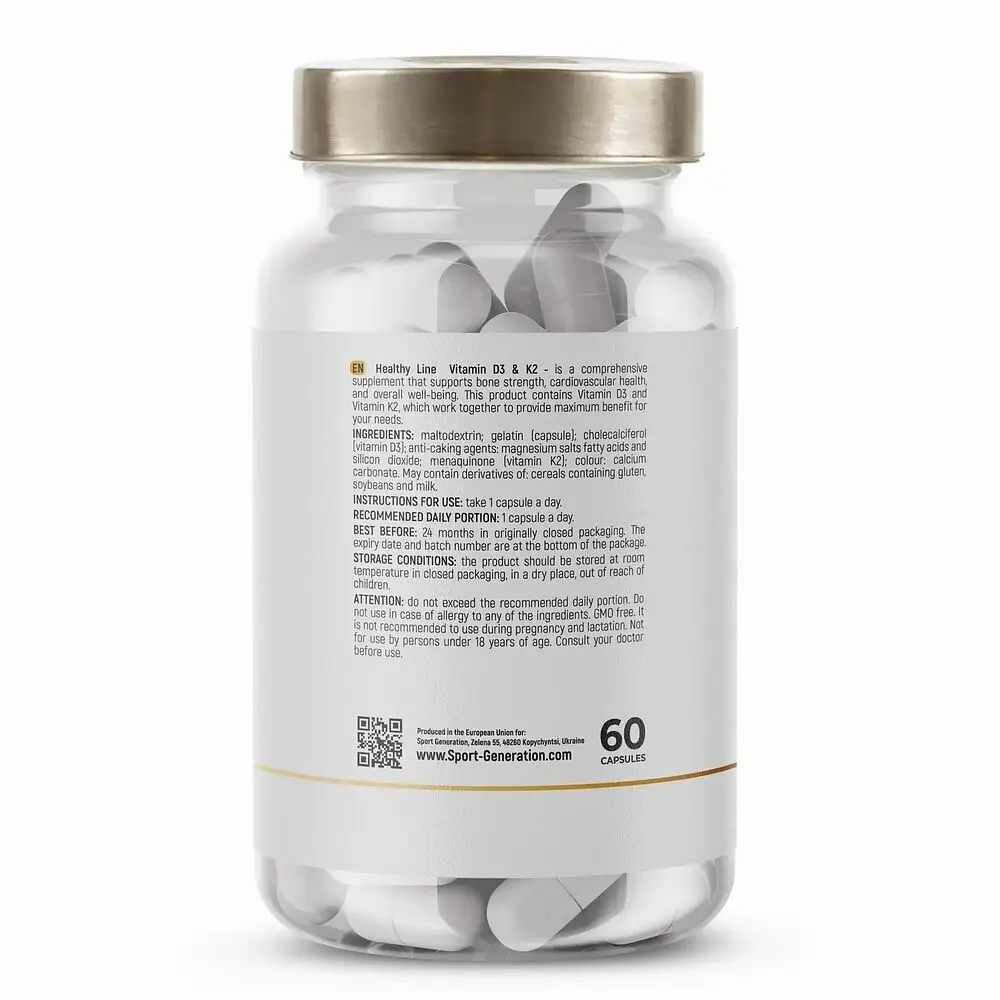 Вітаміни Sport Generation Healthy Line Vitamin D3 & K2, 60 капсул - фото 3