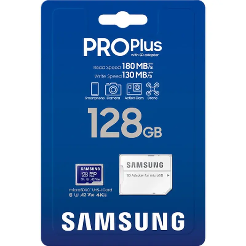 Карта пам'яті Samsung 128 GB microSDXC Pro Plus UHS-I U3 V30 A2 Class 10 + SD-adapter (MB-MD128SA/EU) - фото 3
