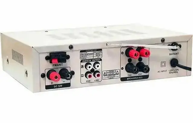 Підсилювач звуку Bluetooth 4,0 USB/SD/FM/MP3 150W+150W 2х канальний з пультом стереопідсилювач для колонок з караоке 220V та 12V UKC AMP-313 - фото 2