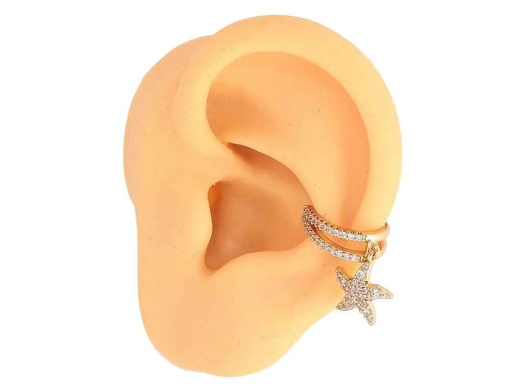 Сережки Xuping моно-кафа позолота 18K "Підвіска зірка з інкрустацією кристалами" 290820 - фото 3