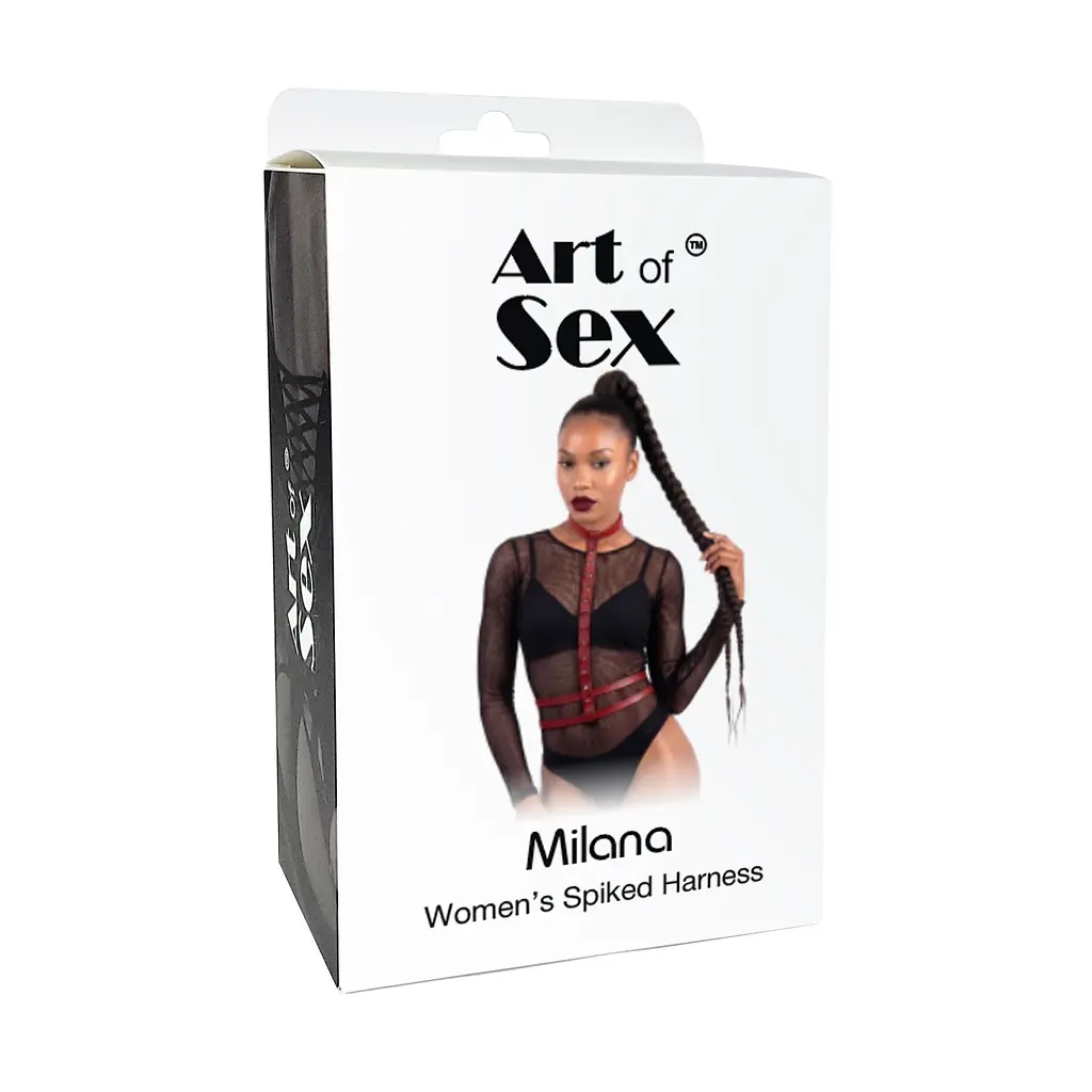Жіноча портупея з шипами Art of Sex - Milana, екошкіра, розмір XS-2XL, колір білий - фото 4