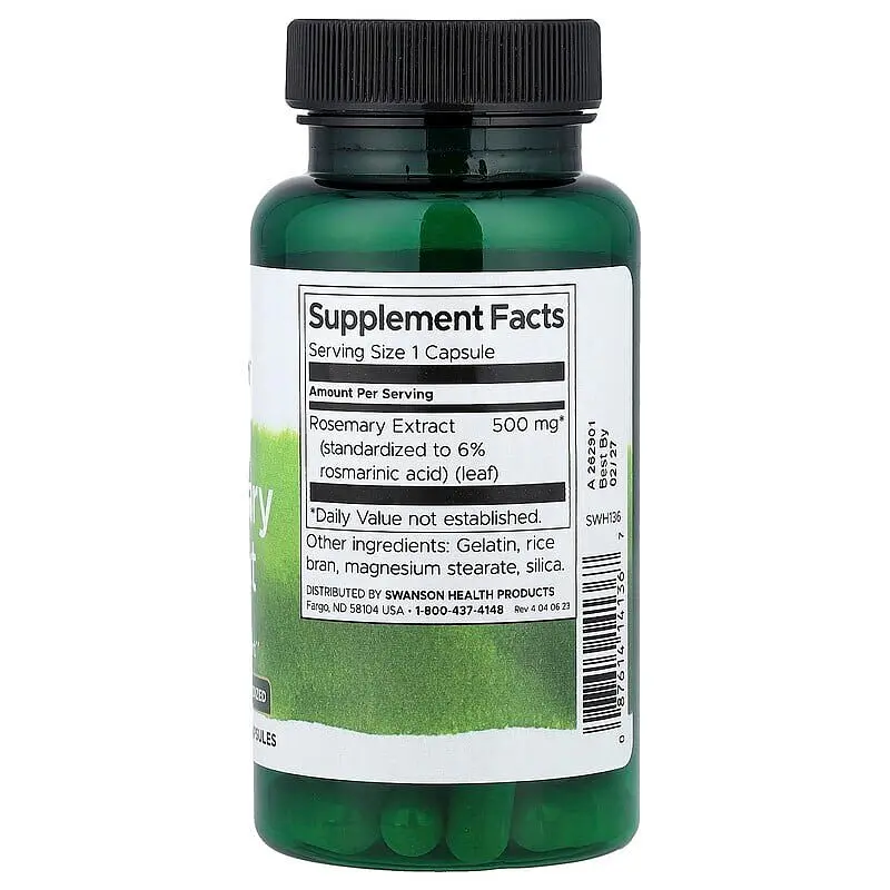 Стандартизований екстракт розмарину Rosemary Extract 500 mg, 60 капсул Swanson vit0004328 - фото 2