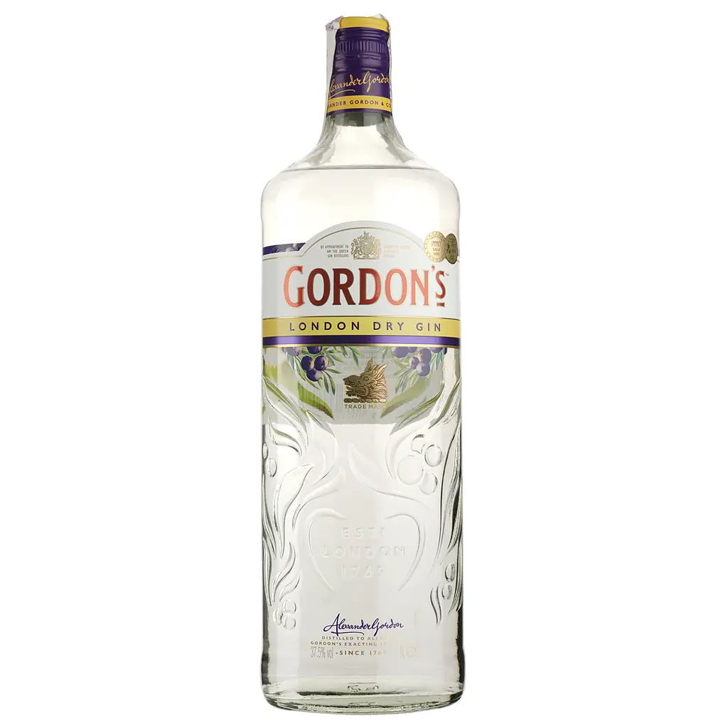 Упаковка джину Gordon’s London Dry Gin 37.5% 12 л (1 л х 12 шт.) - фото 2