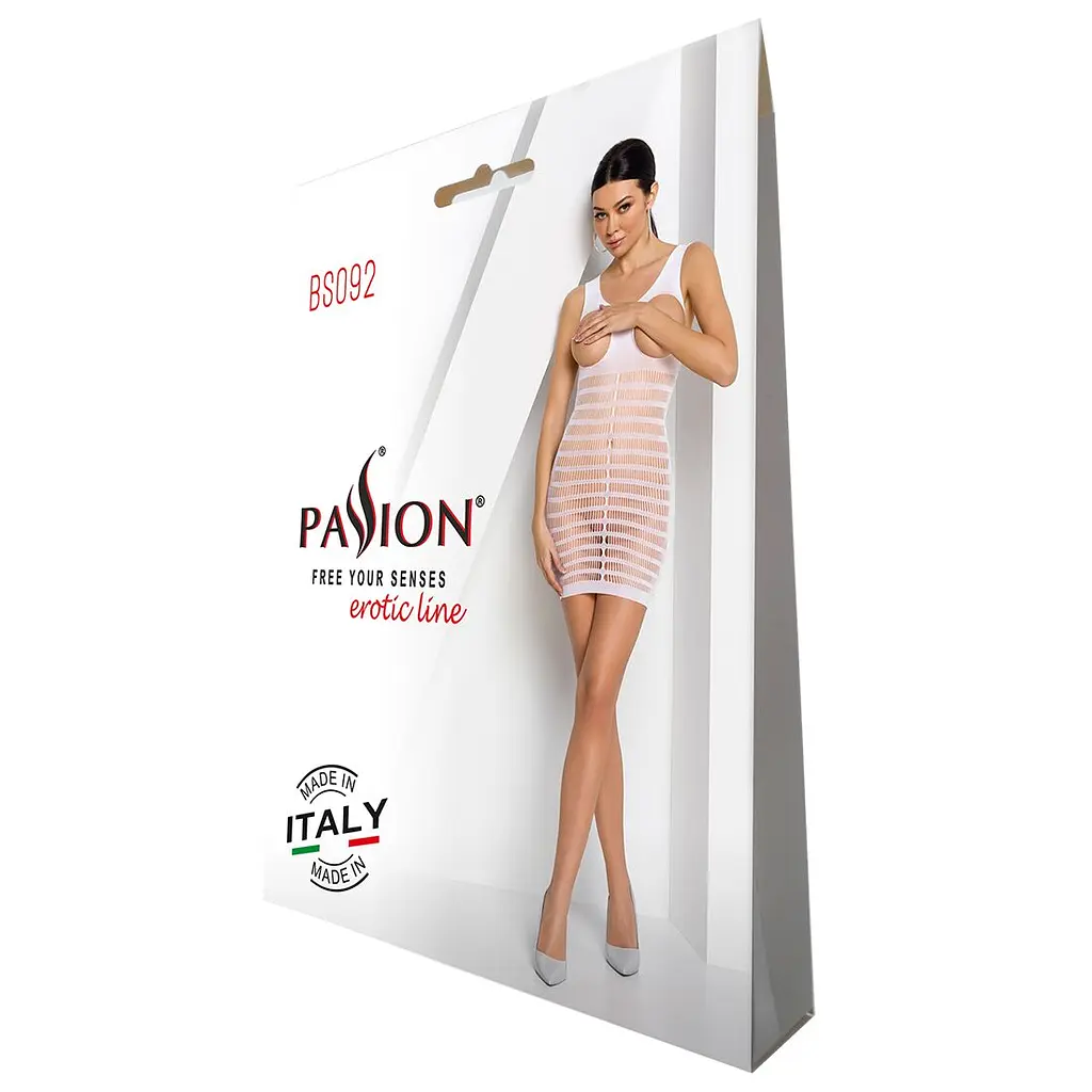 Бодістокінг-сукня з відкритими грудями Passion BS092 white - фото 4