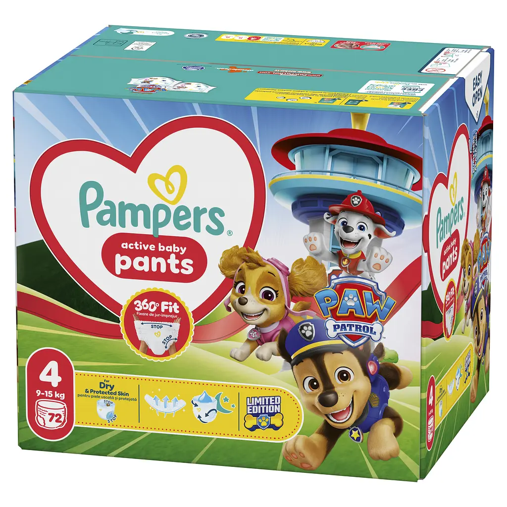 Набір підгузки-трусики Pampers Active Baby Pants Щенячий патруль Розмір 4 (9-15 кг) 72 шт. - фото 2