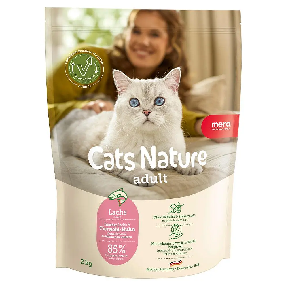 Сухий корм для дорослих котів всіх порід Mera Cats Nature Adult Salmon (Lachs) з лососем 2 кг
