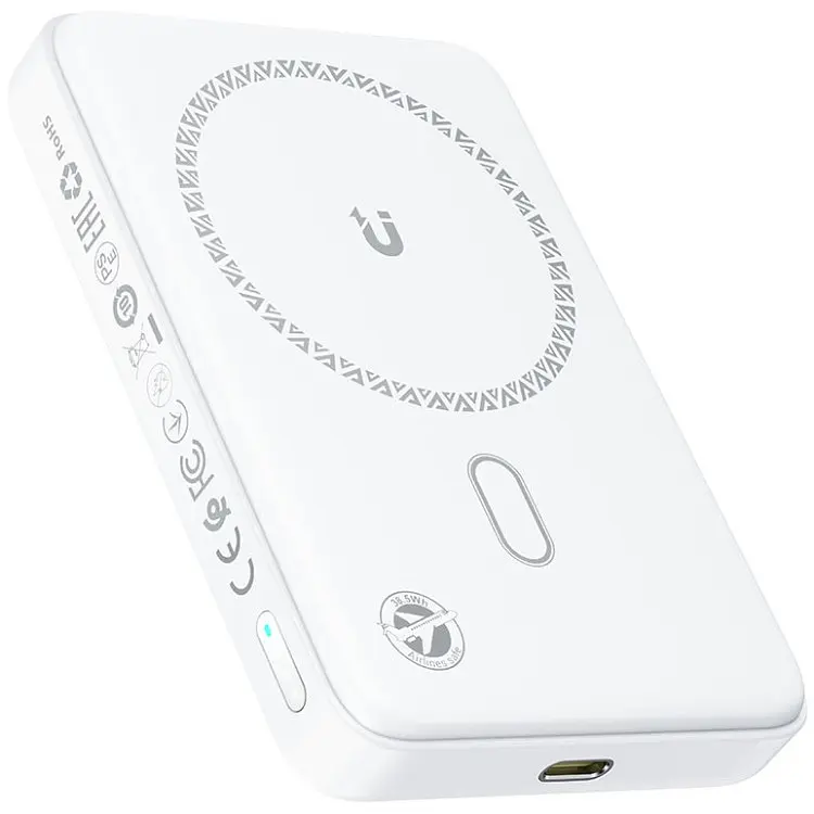 Універсальна мобільна батарея Acefast Magnetic Wireless 10000mAh 20W PD, QC 3.0, QI 15W, ультра тонкий, M26 Білий - фото 2