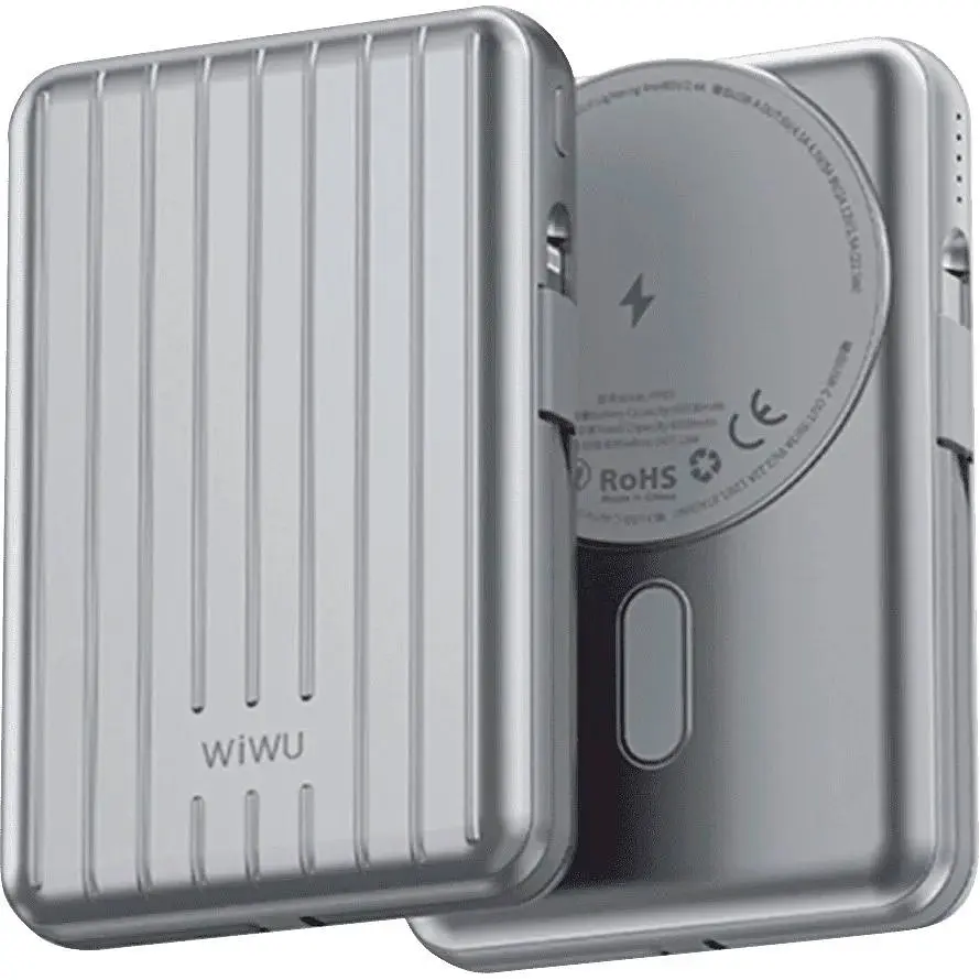 Зовнішній акумулятор WiWU PP04 Trunk Series Magnetic Wireless 20000mAh 22.5W Silver (6936686410847) [104338] - фото 3