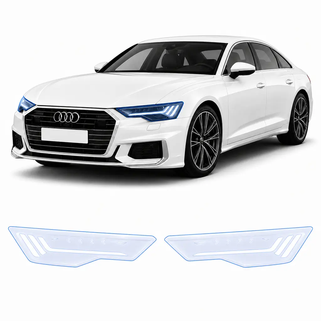 Антигравійна захисна бронеплівка за лекалами для Audi A6 C9 2025- оптика (фари та ПТФ)