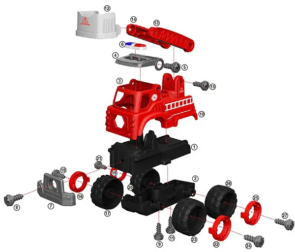 Конструктор DIY Spatial Creativity Пожарный кран LM9034, красный (CJ-1614179) - фото 2