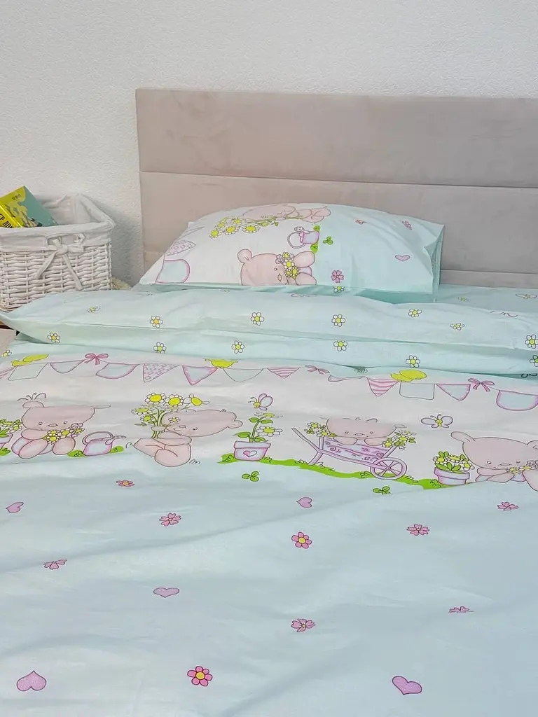 Дитячий комплект постільної білизни Ecotton 110х140 см блакитний Ведмедик (24901) - фото 3