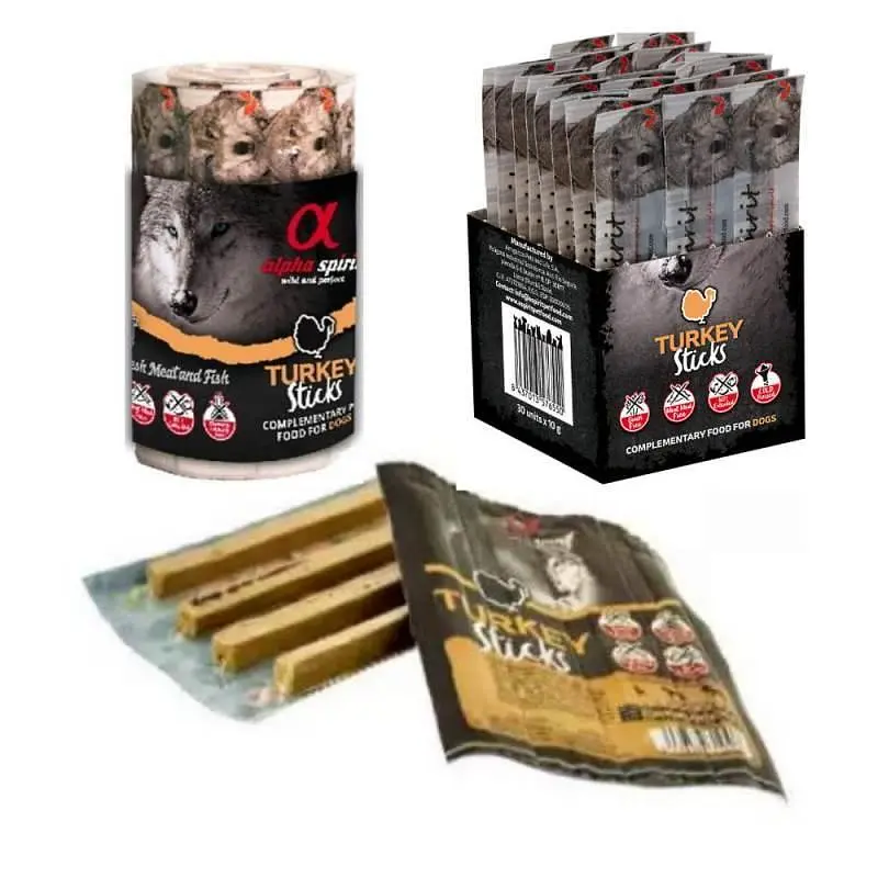 Напіввологі Ласощі Alpha Spirit DOG Sticks Turkey з індичкою для собак 40 г - фото 2