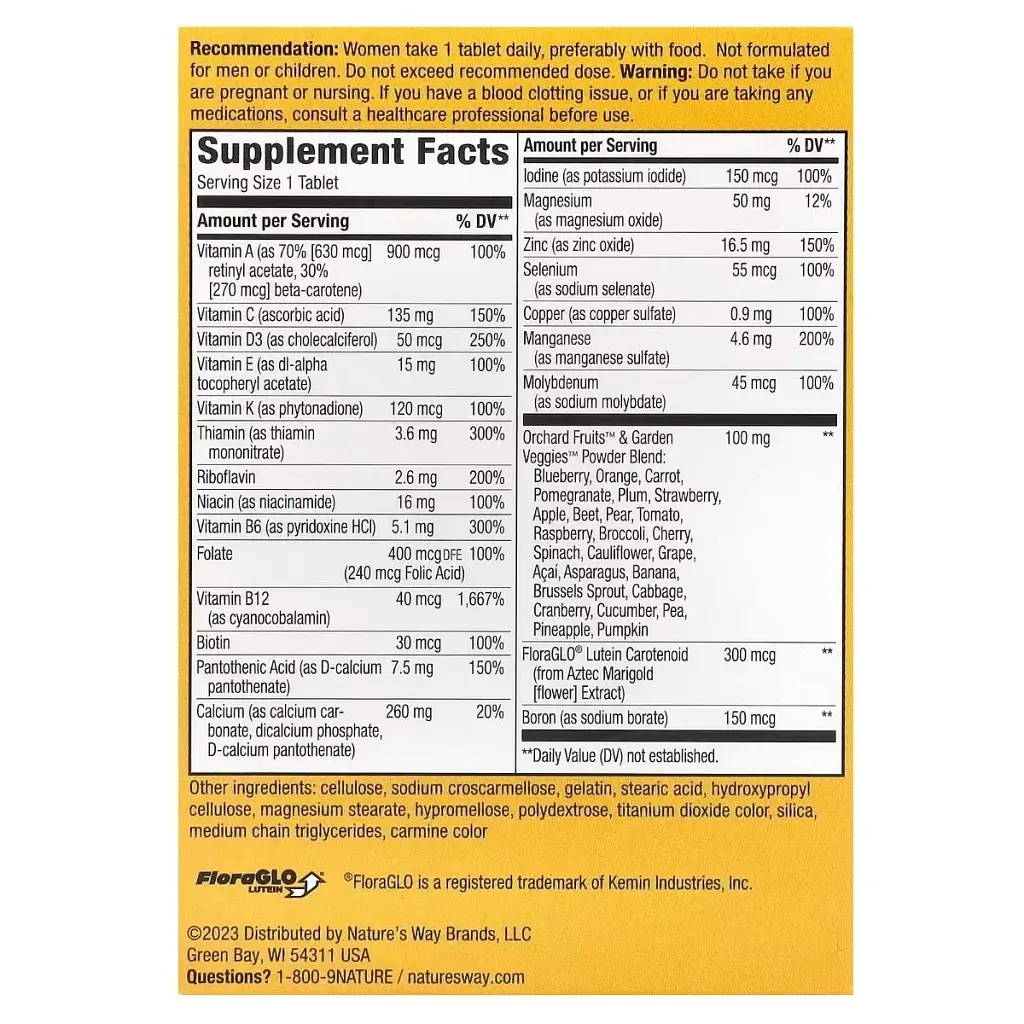 Мультивитамины полного комплекса для женщин 50+ Nature's Way Alive! Women's 50+ Complete Multivitamin 50 таблеток - фото 3
