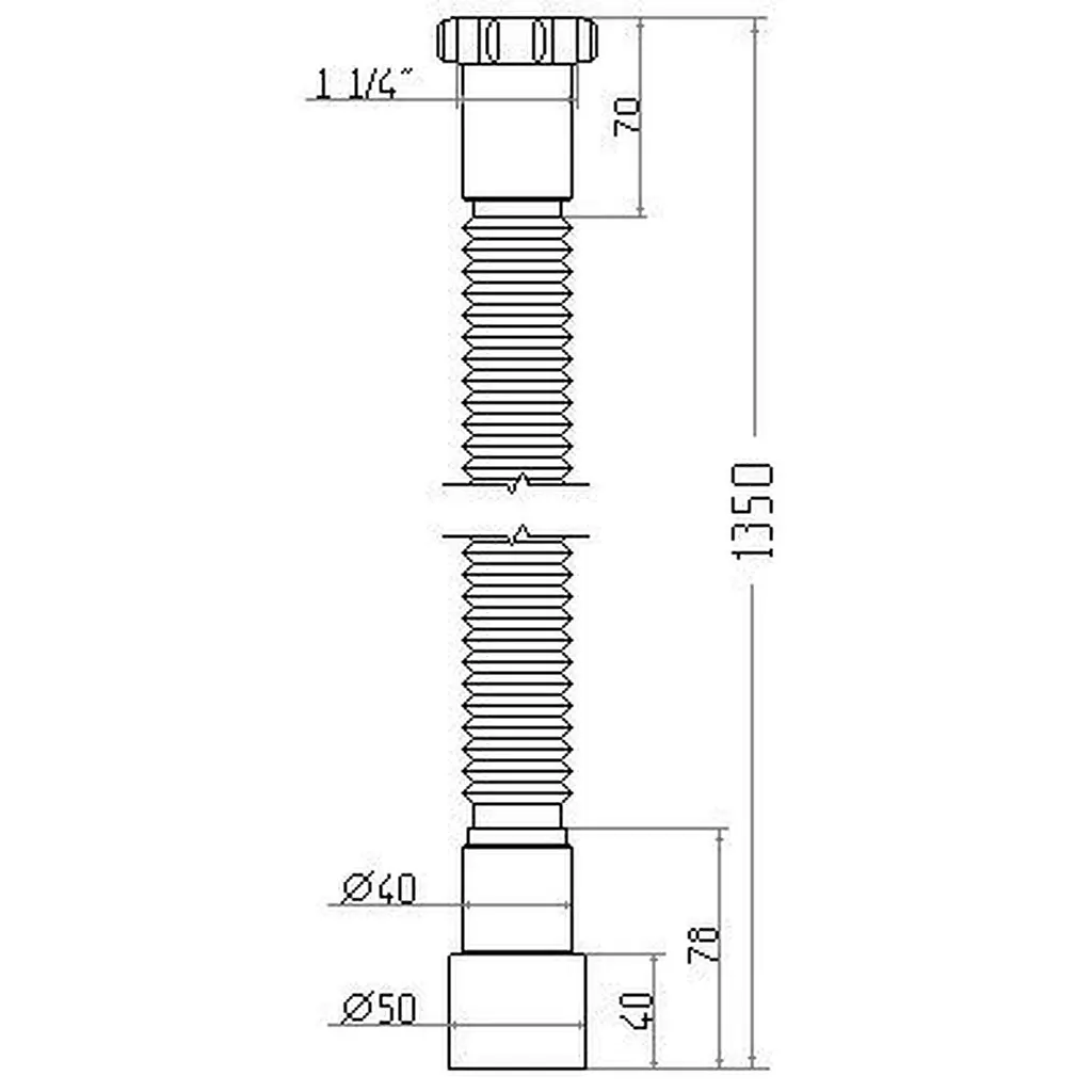Гнучка труба Waterstal АС-10152 1 1/4″x40/50 з гайкою 1350мм 000013277, Білий - фото 2