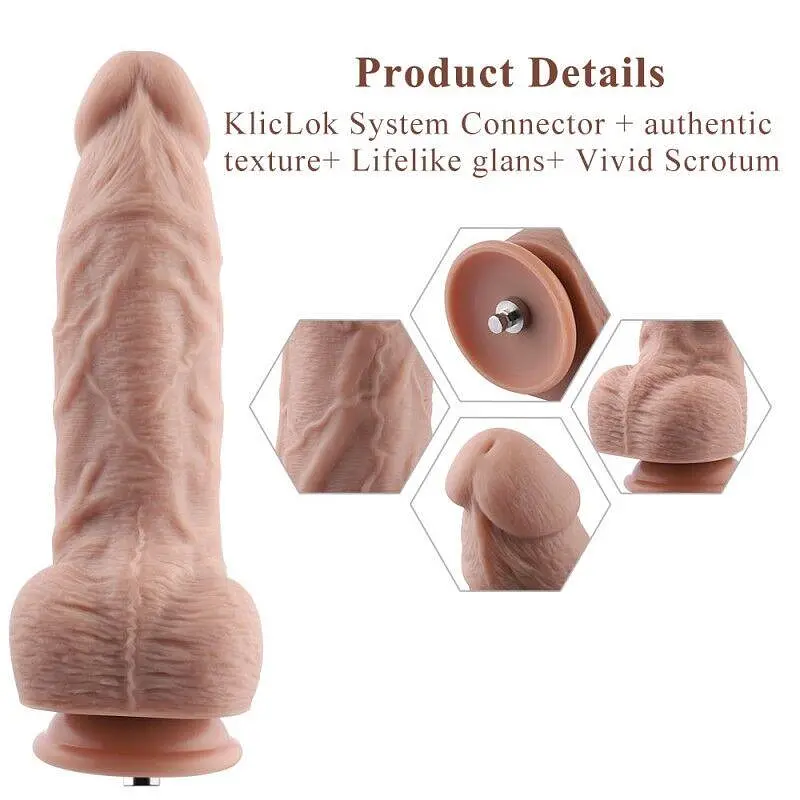 Гибкий фаллоимитатор для секс-машин Hismith 9.25″ Silicone Dildo, система KlicLok - фото 2