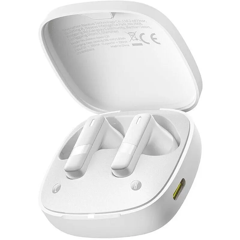 Беспроводные наушники Baseus Bowie E20 True Wireless Earphones, IPX5, BT5.3, ENC, 35mAh, 500mAh, 8h, White A00069700223-00 - фото 2