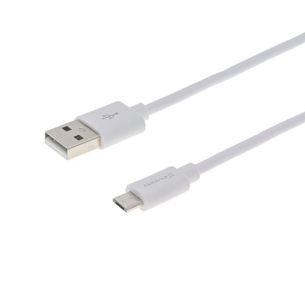 Дата кабель USB 2.0 AM to Micro 5P 2.5m white Grand-X (PM025W) - фото 2
