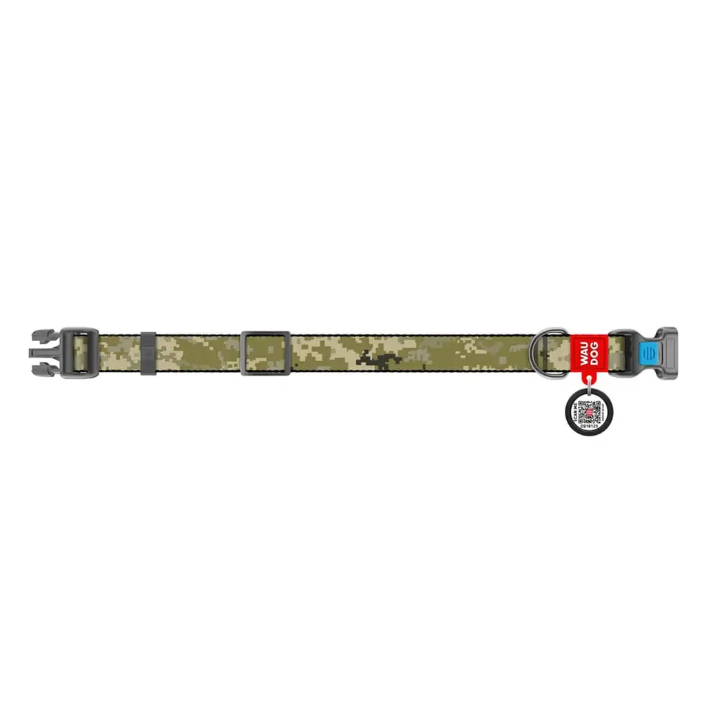Нашийник для собак Waudog Nylon з QR-паспортом, Мілітарі, пластиковий фастекс, M, 28-40х2 см - фото 2
