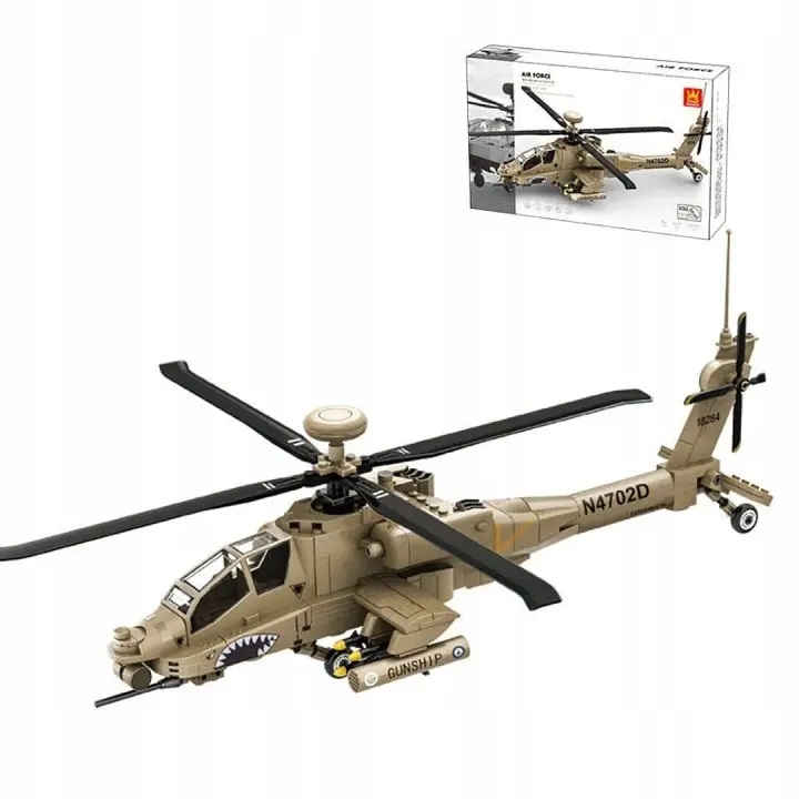 Конструктор вертоліт WANGE AH-64 Apache гелікоптер армії США військова авіація техніка, 259 деталей - фото 7