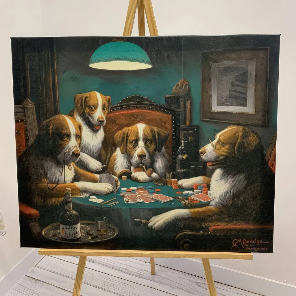 Інтер'єрна картина Собаки грають у покер, Кассій Кулідж, Cassius Coolidge, Dogs Playing Poker, інтер'єрний декор, 50×60 см (id1001) - фото 4