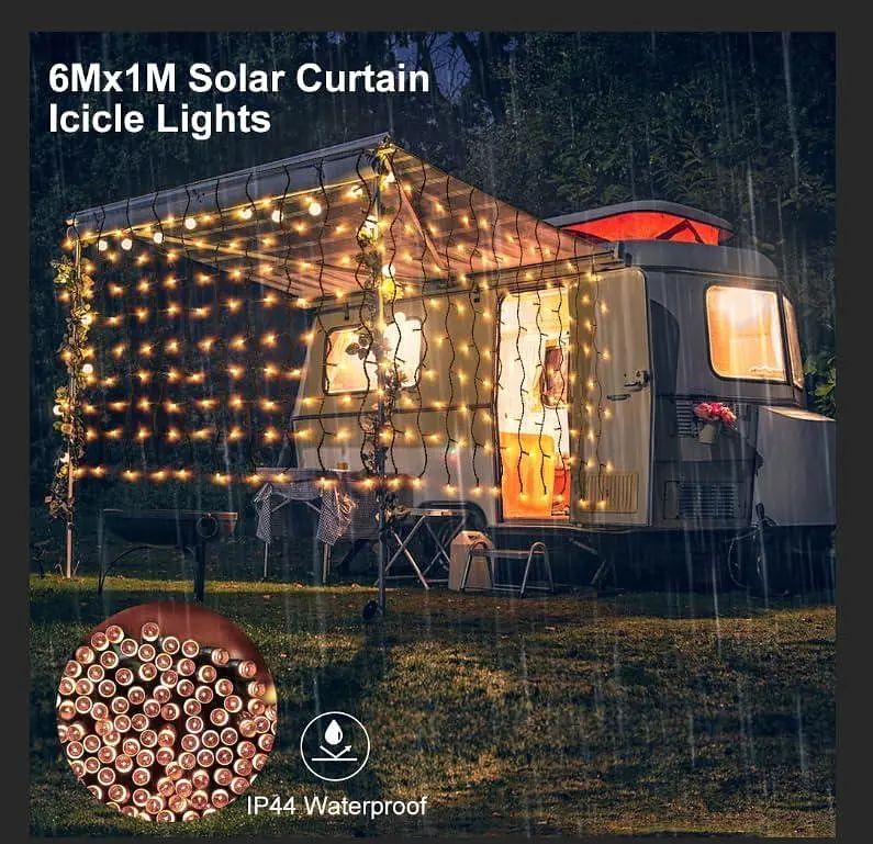 Сонячні світлодіоди Navidad Luces de Hadas de Cortina, 6x1M 600 LED Cortina de Luces, 8 Modos Регульовані IP44 - фото 4