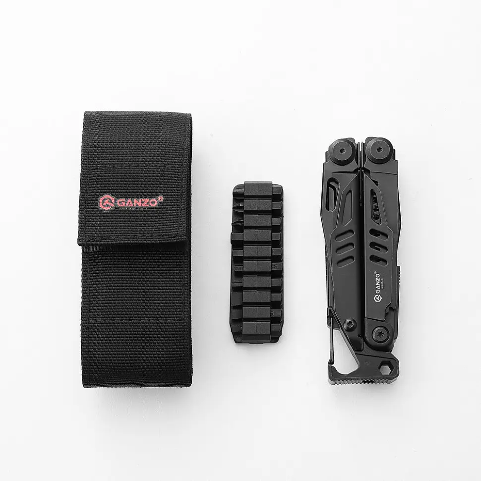 Мультитул Ganzo G305B, (18.2 см) 17 функцій, чорний + біти та чохол - фото 3