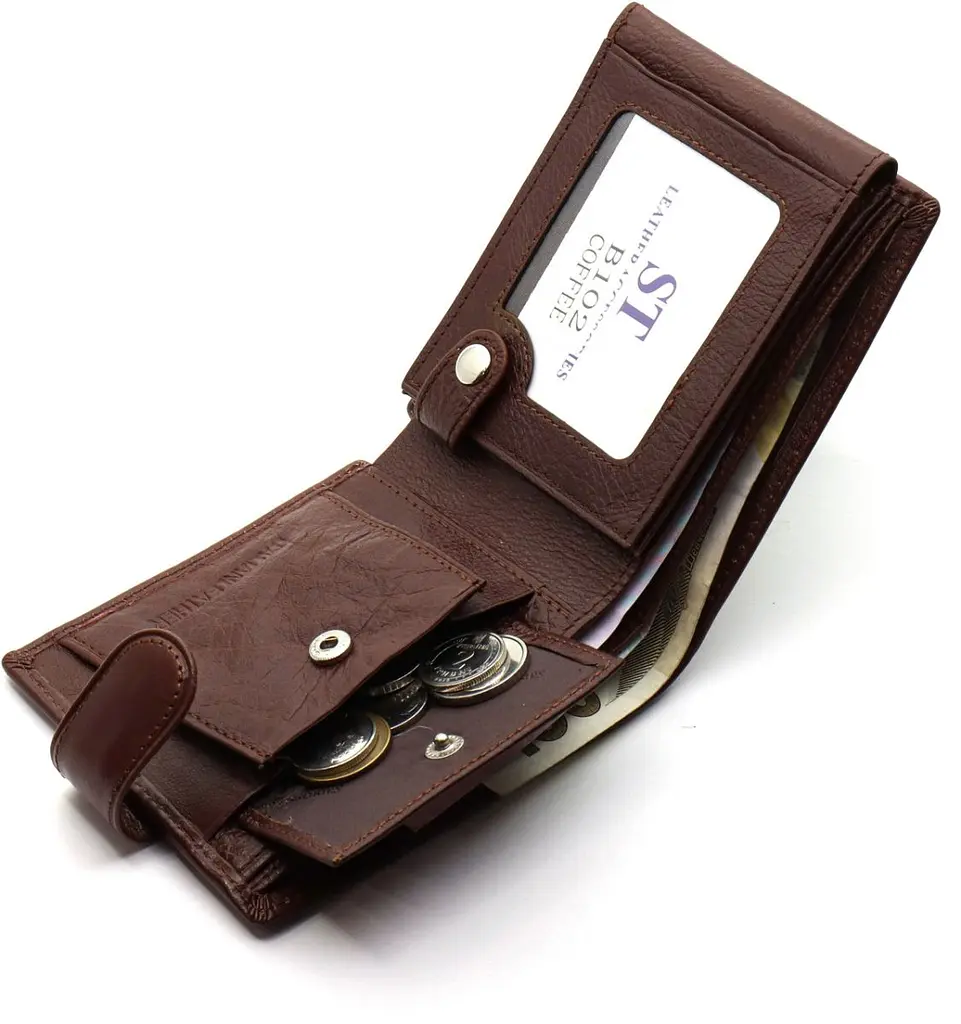 Класичне чоловіче портмоне з натуральної шкіри ST Leather В 102 коричневе 9,5 см - фото 8