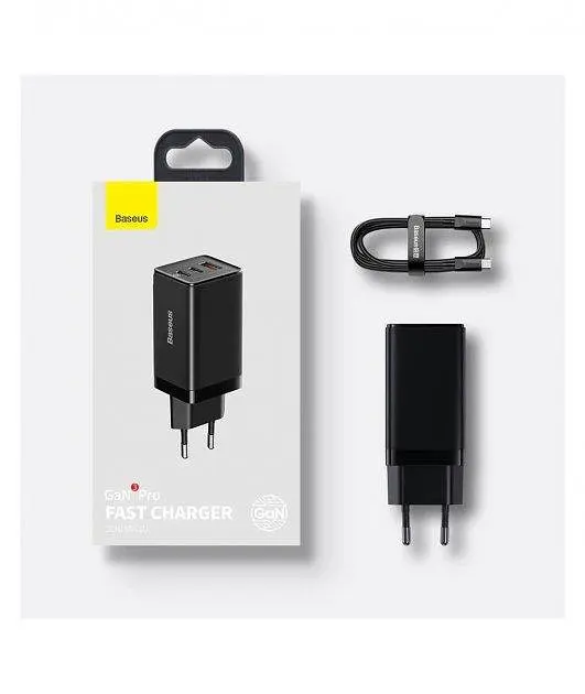 Мережевий зарядний пристрій Baseus GaN3 Pro Fast Charger 2Type-C+USB 65 W CCGP050101 Black - фото 5