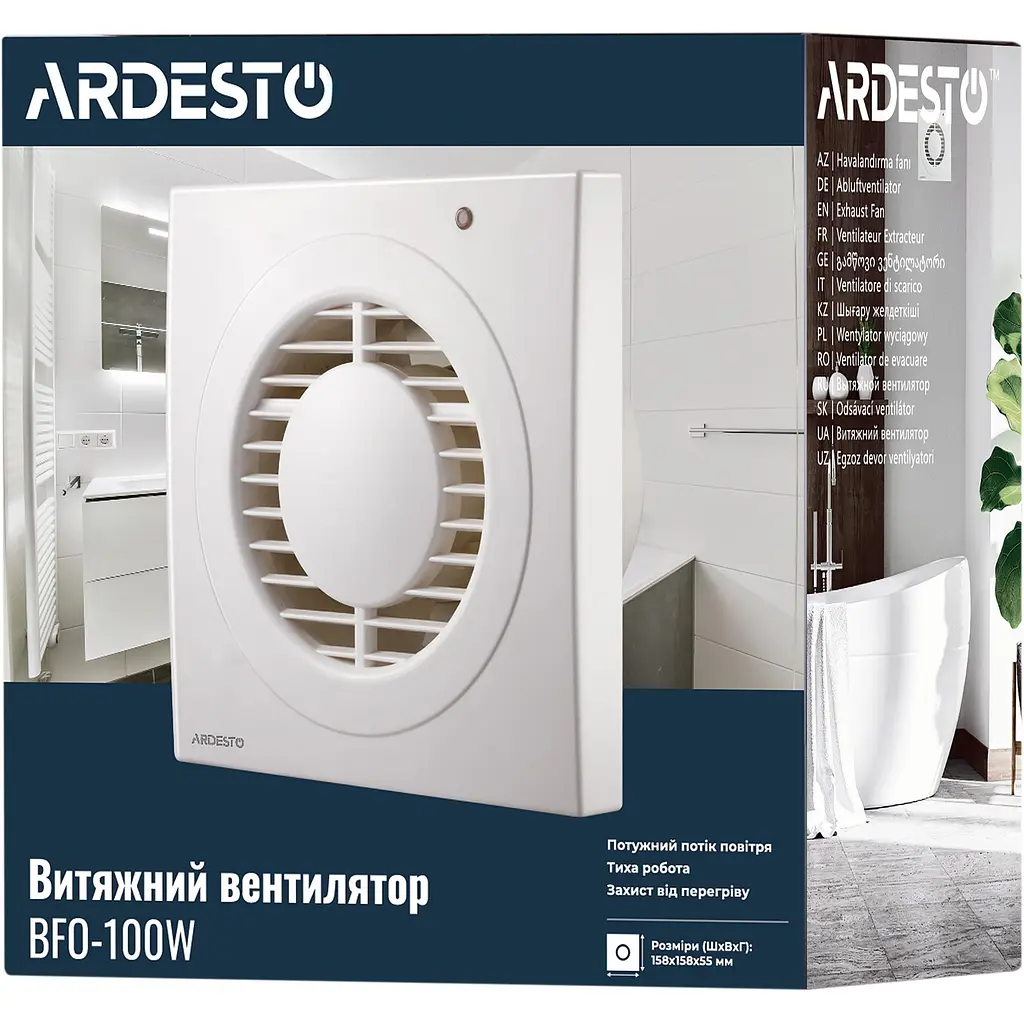 Витяжний вентилятор Ardesto BFO-100W 15 Вт 80 м3/г 2400 об./хв. 33 дБ білий - фото 7