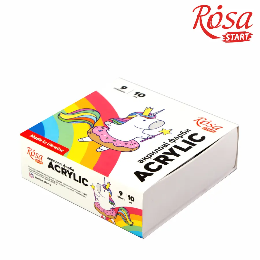 Набір акрилових фарб Unicorn 9×10 мл ROSA Start (4823098531012)