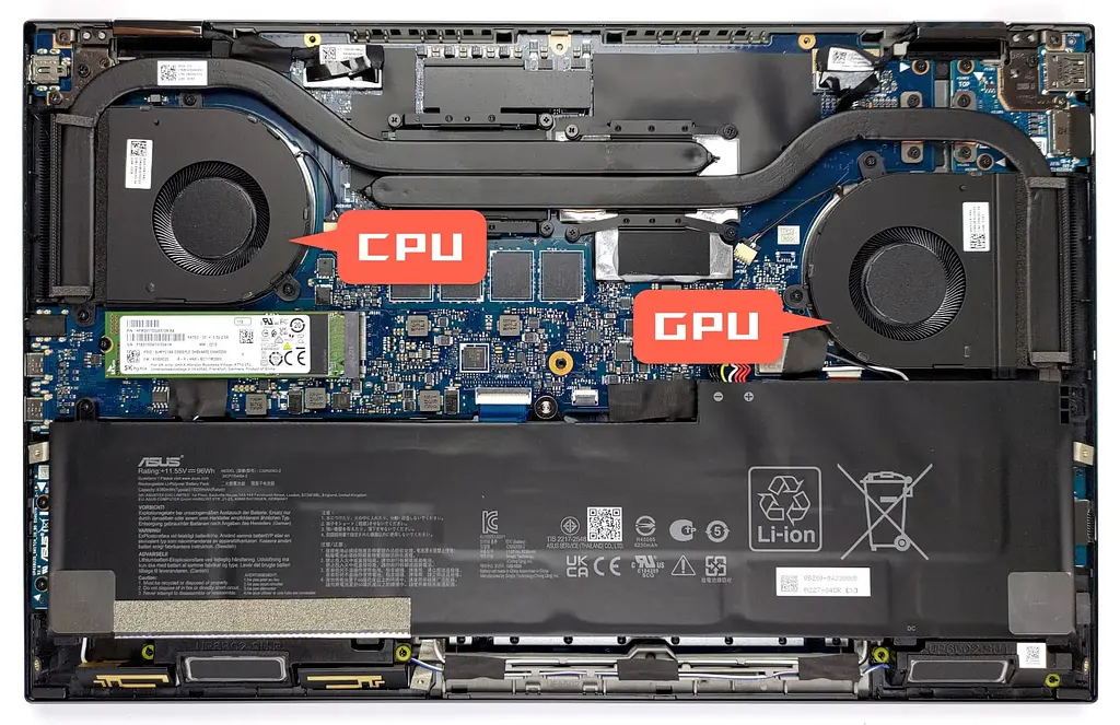Вентилятор (GPU Fan) кулер для моделей ноутбука Asus Zenbook Pro 15 Flip UP6502ZA, UP6502ZD (13NB0W30T03111) Asus - фото 3
