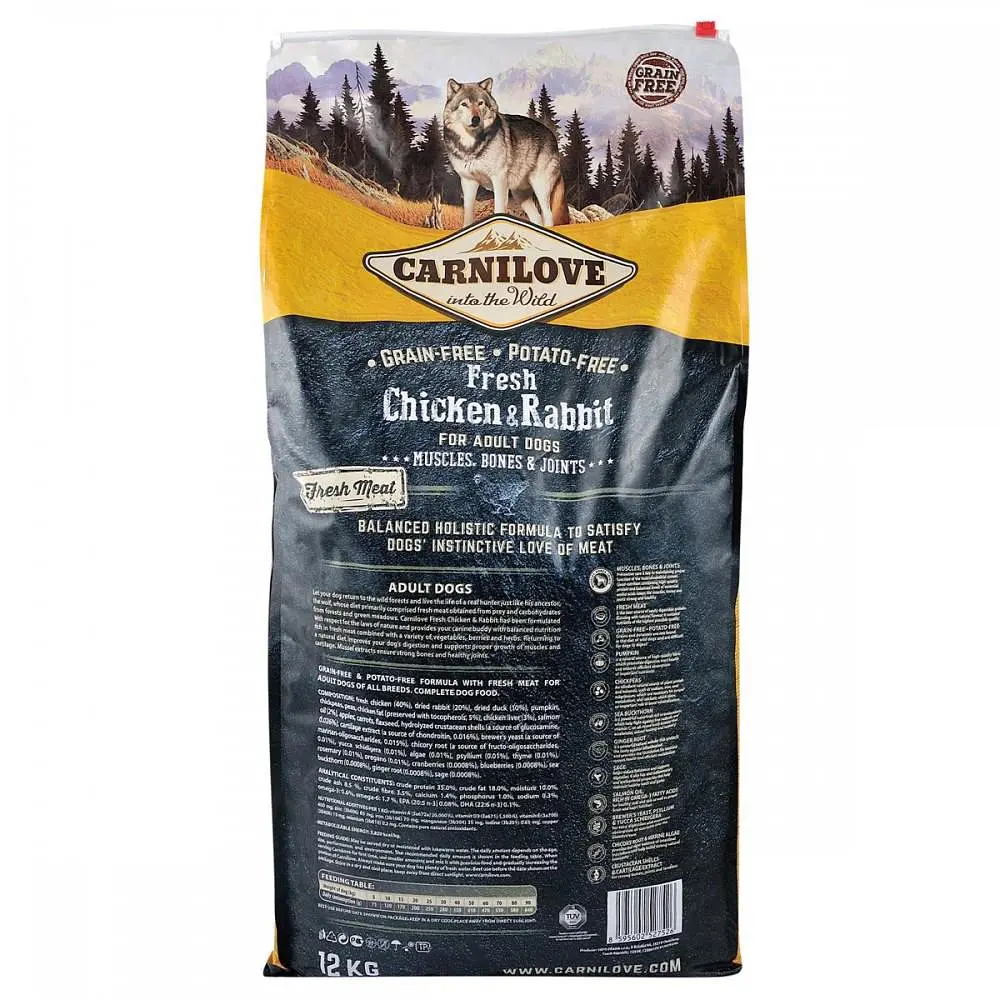 Сухой корм Carnilove Fresh Chicken & Rabbit для взрослых собак 12 кг с курицей и кроликом для взрослых собак всех - фото 5