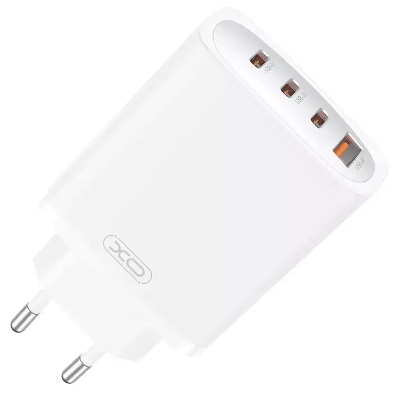 Зарядний пристрій XO CE23 quadruple GaN Nitride USB-A/3USB-C 65W White - фото 2